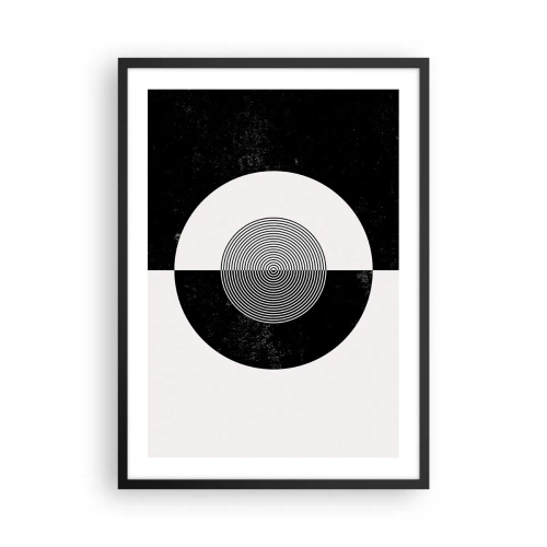 Affiche dans un cadre noir - Poster - Motif géométrique en noir et blanc avec un cercle concentrique - 50x70cm - Harmonie de noir et blanc - Décoration murale moderne pour le salon et la chambre ARTTOR