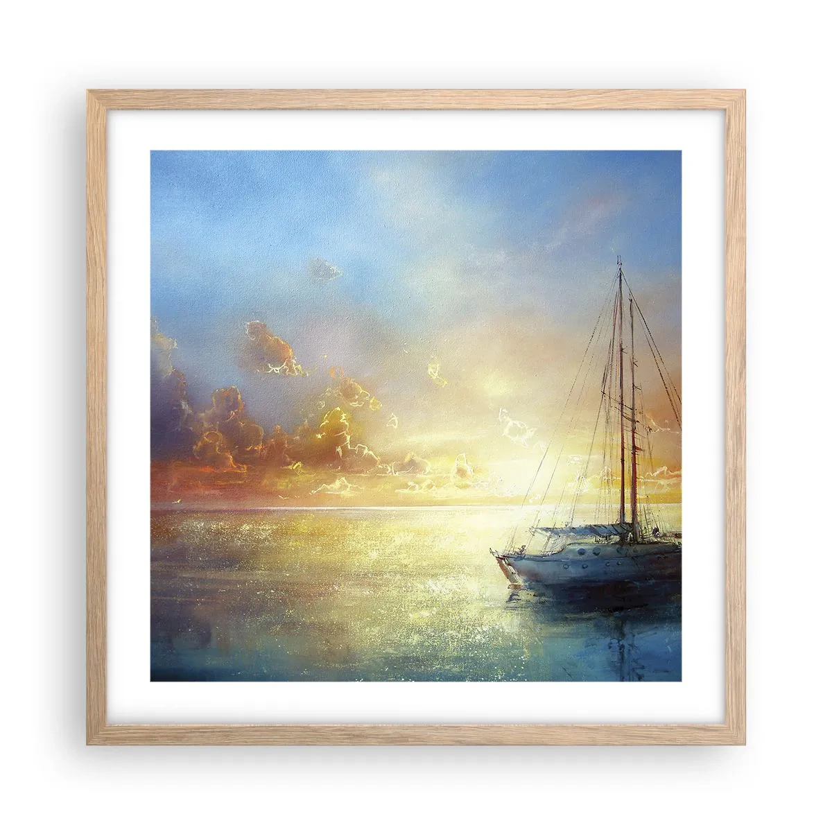 Affiche dans un chêne clair - Poster - Dans une baie dorée - 50x50 cm