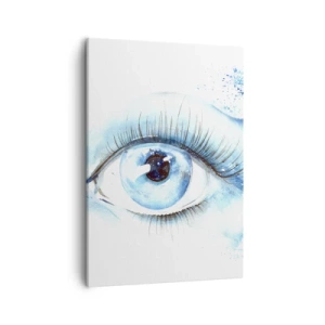 Impression sur toile - Image sur toile - Aquarelle artistique d'un œil avec une vague dynamique - 50x70cm - Plongez-vous dans le bleu du regard - Décoration murale moderne pour le salon et la chambre ARTTOR