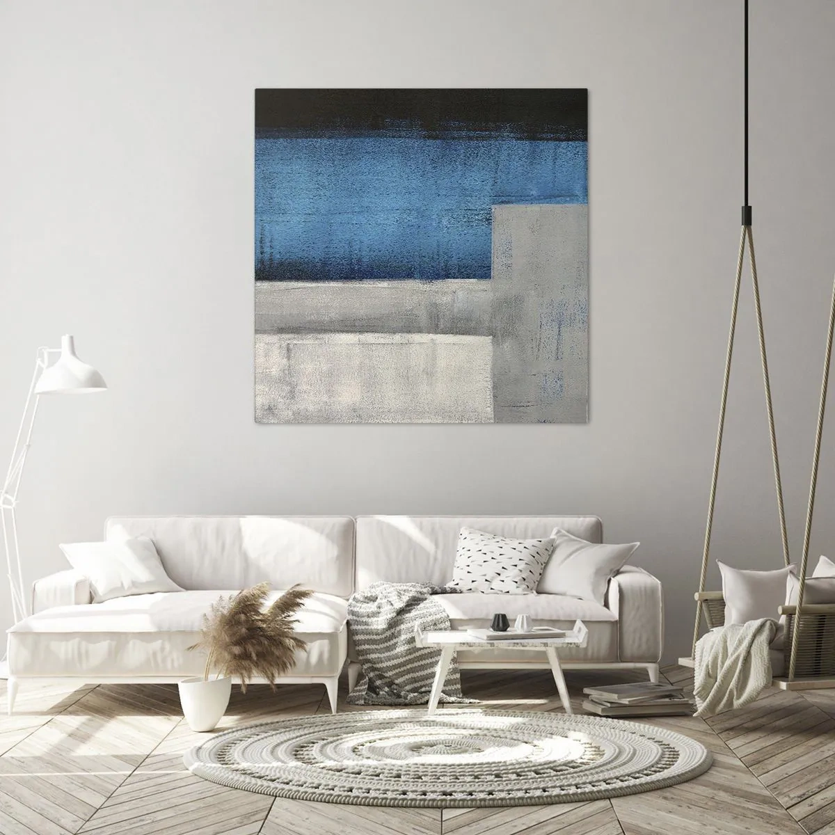 Impression sur toile - Image sur toile - Une composition poétique de gris et de bleu - 70x70 cm