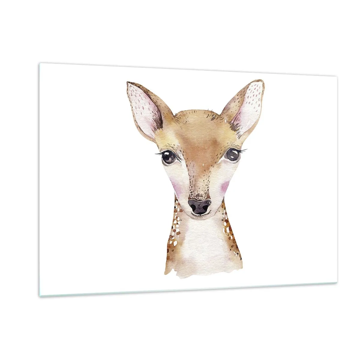 Impression sur verre - Image sur verre - Un charmant portrait à l'aquarelle d'un jeune faon - 120x80cm - L'innocence de la nature - Décoration murale moderne pour le salon et la chambre ARTTOR
