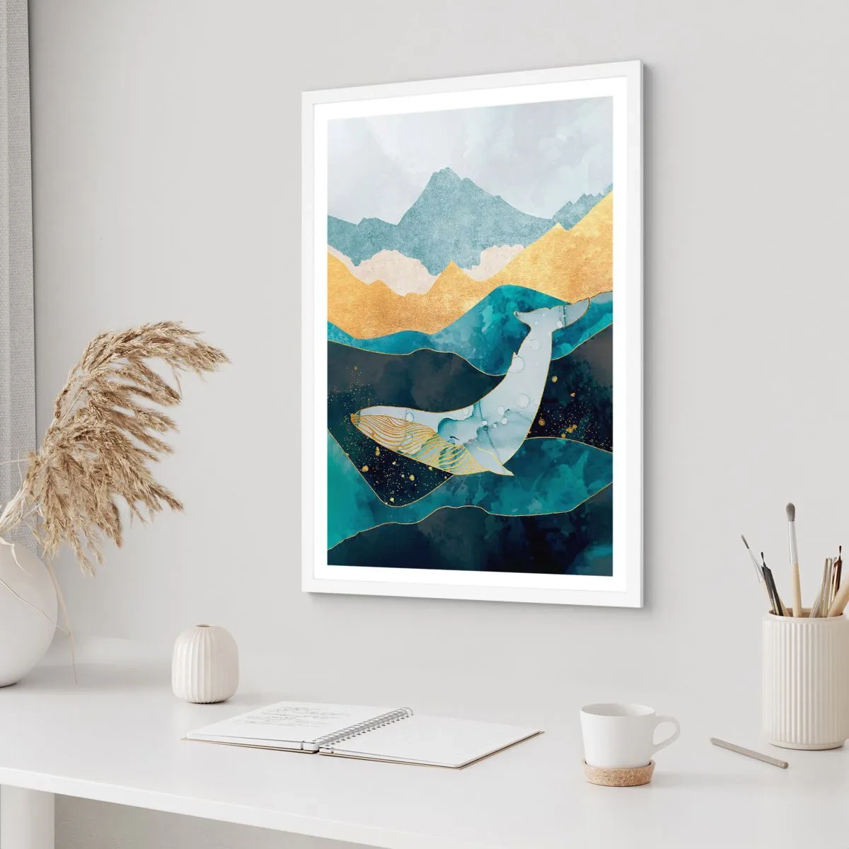 Affiche dans un cadre blanc - Poster - La beauté fraîche du nord - 50x70 cm