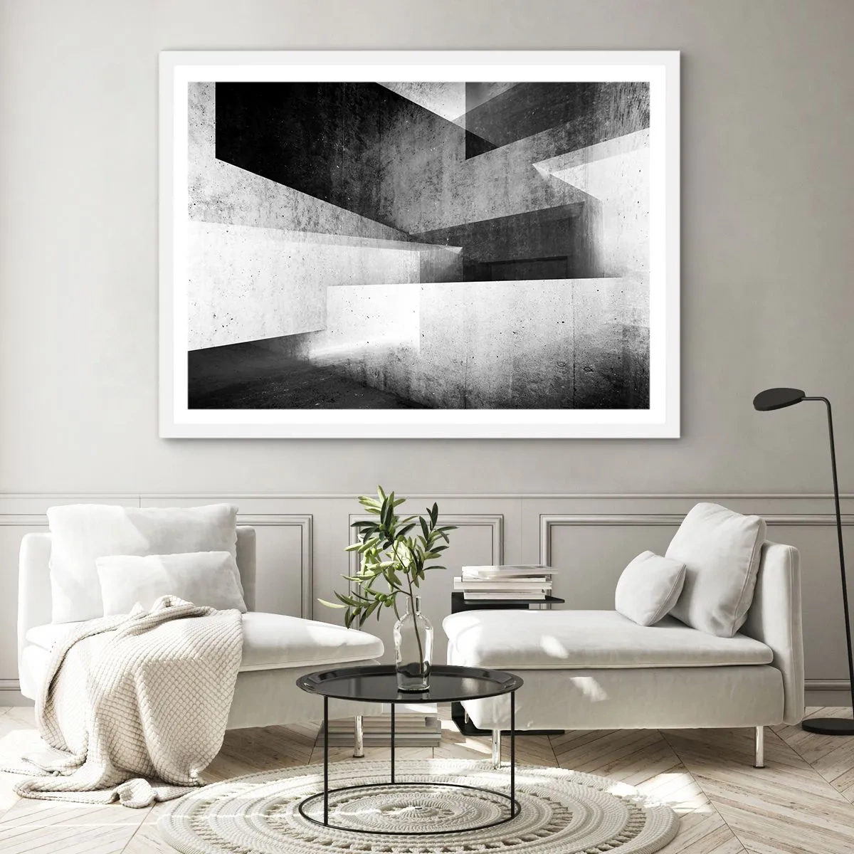 Affiche dans un cadre blanc - Poster - Structure de l'espace - 50x40 cm