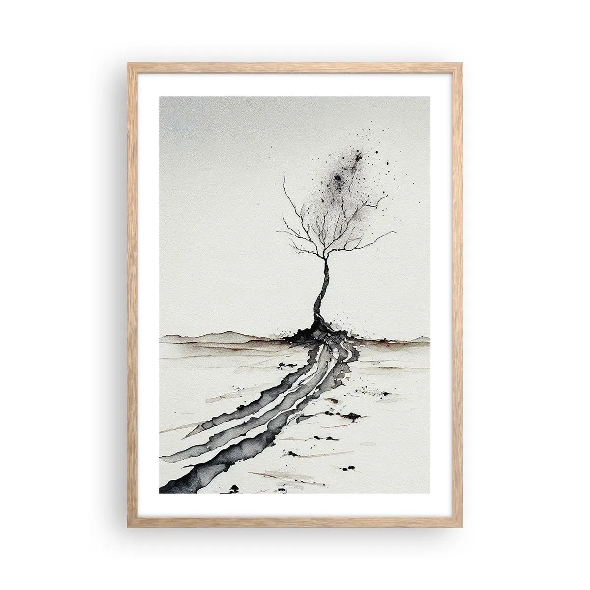 Affiche dans un chêne clair - Poster - Mélancolie hivernale - 50x70 cm
