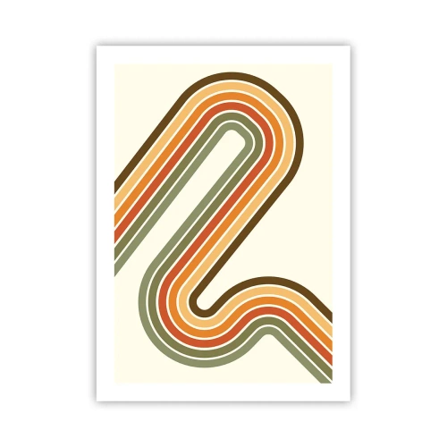 Affiche - Poster - Lignes colorées dans un style rétro - 50x70cm - En zig zag vers le but - Décoration murale moderne pour le salon et la chambre ARTTOR