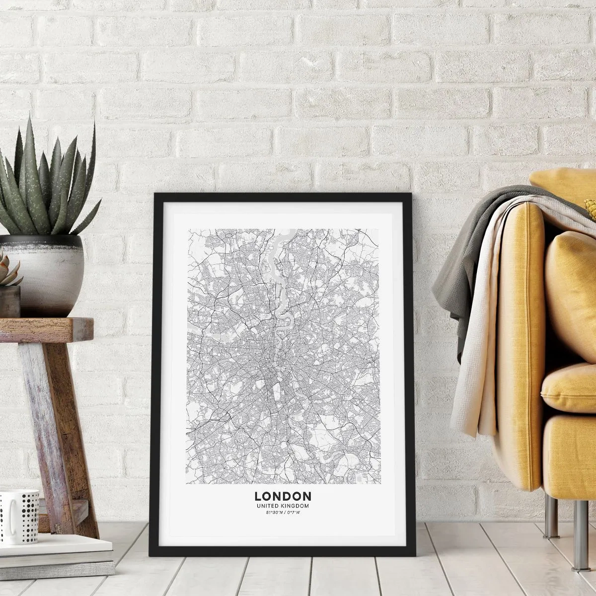 Affiche dans un cadre noir - Poster - Carte du labyrinthe londonien - 30x40 cm