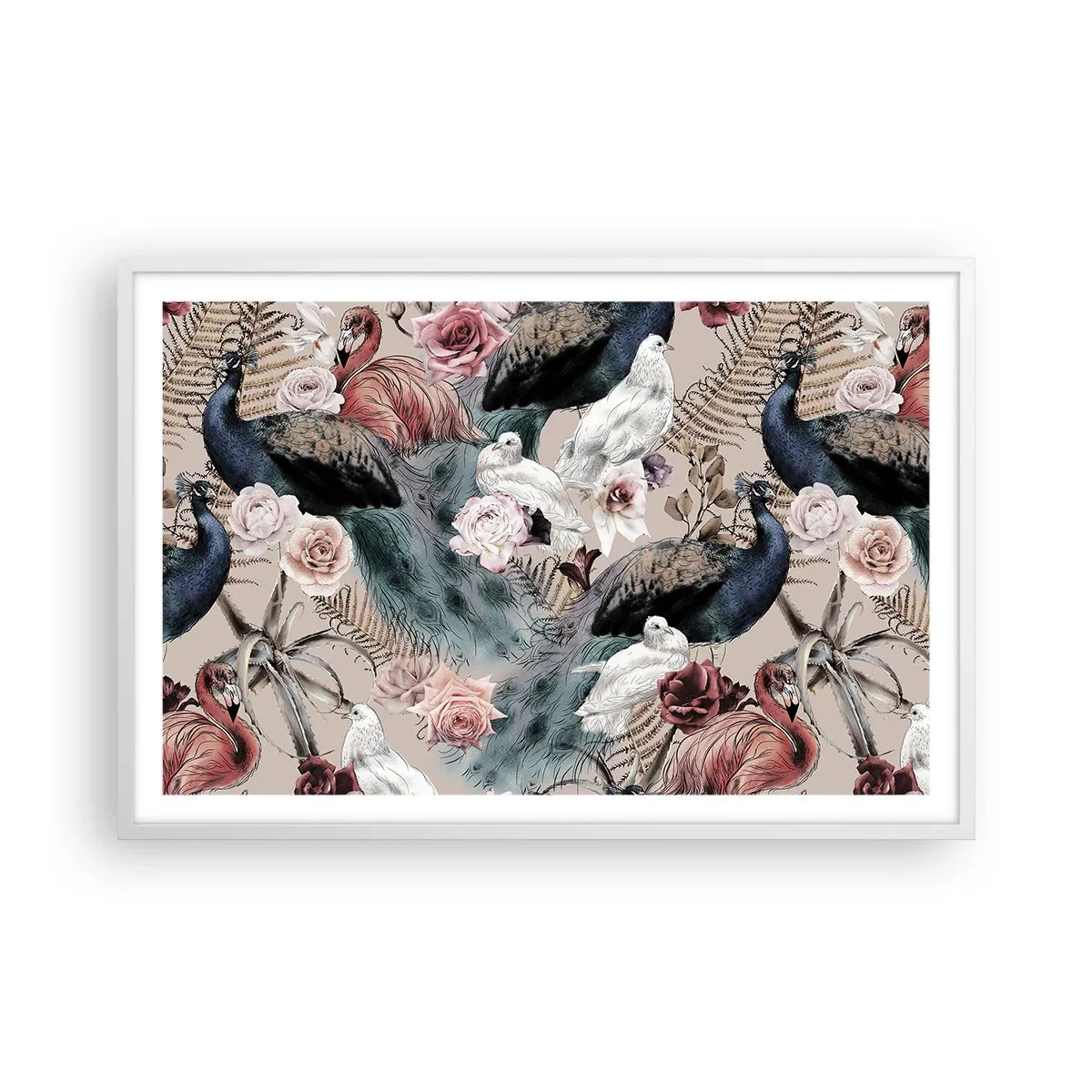 Affiche dans un cadre blanc - Poster - Dans un jardin de palace - 91x61 cm