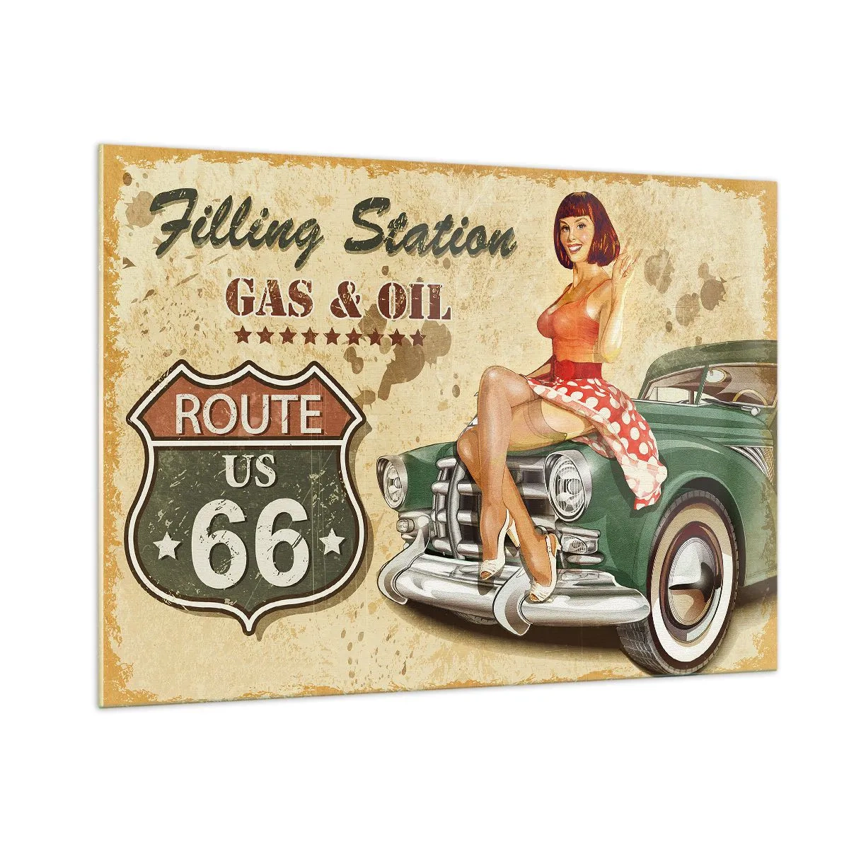 Impression sur verre - Image sur verre - Les merveilleuses années 40 - 100x70cm - Les superbes années 40. - Décoration murale moderne pour le salon et la chambre ARTTOR