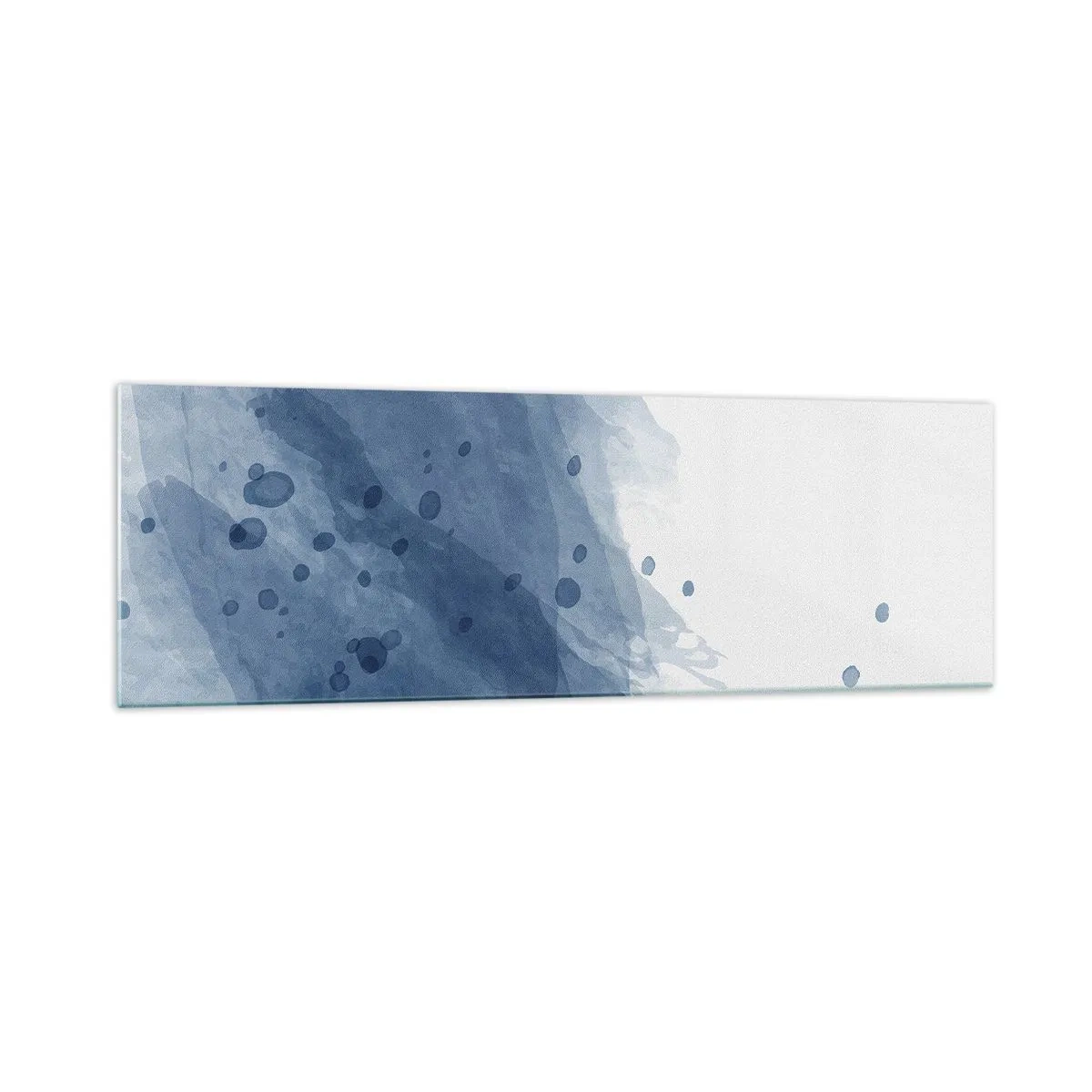 Impression sur verre - Image sur verre - Taches et stries abstraites dans des tons de bleu - 160x50cm - Tulle bleu - Décoration murale moderne pour le salon et la chambre ARTTOR