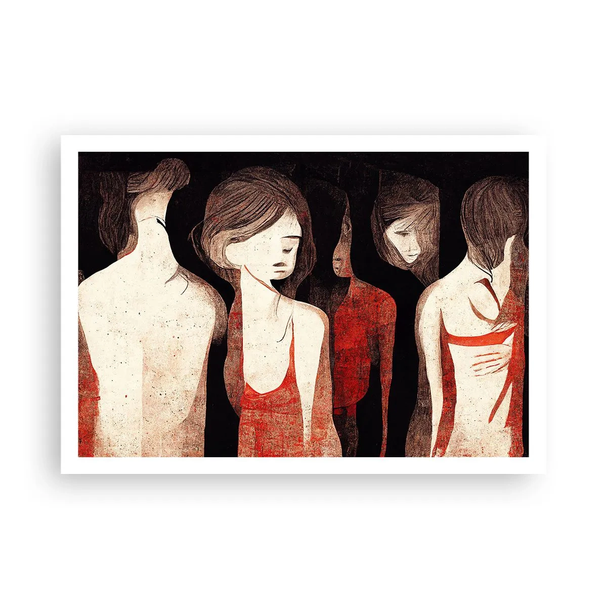 Affiche - Poster - Figures artistiques dans une composition abstraite - 100x70cm - Madones des ténèbres - Décoration murale moderne pour le salon et la chambre ARTTOR