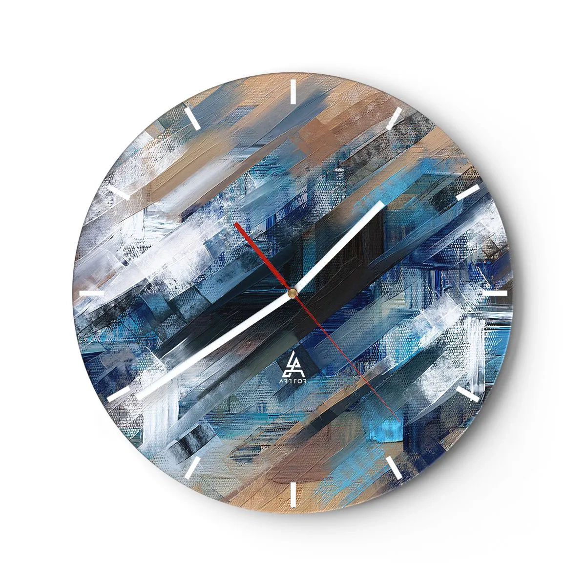 Horloge murale - Pendule murale - Diagonale de bleus - 40x40 cm