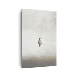 Impression sur toile - Image sur toile - Une figure sur une balançoire suspendue dans l'espace - 80x120cm - Enfant en nous - Décoration murale moderne pour le salon et la chambre ARTTOR