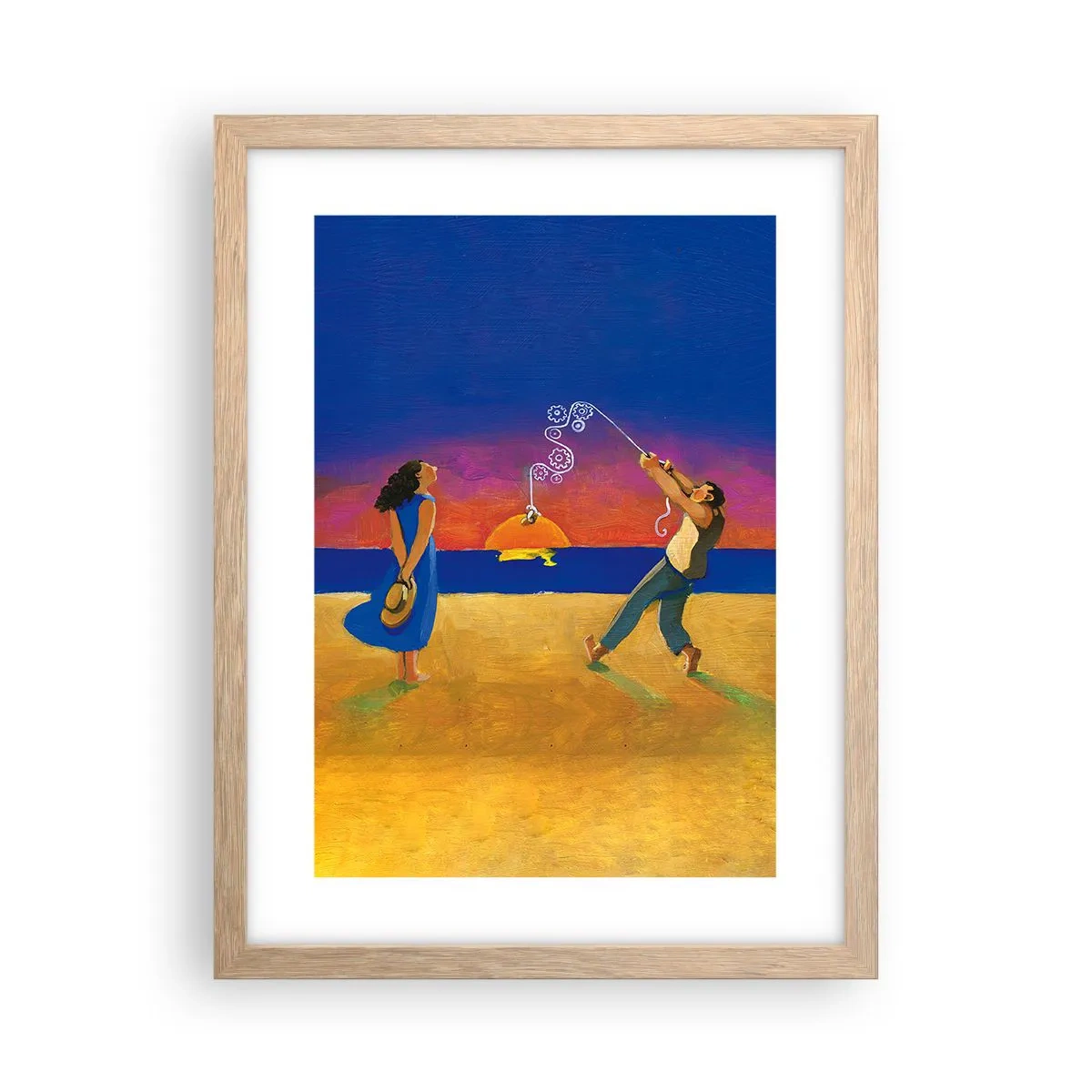 Affiche dans un chêne clair - Poster - Plus qu'une étoile dans le ciel - 30x40 cm