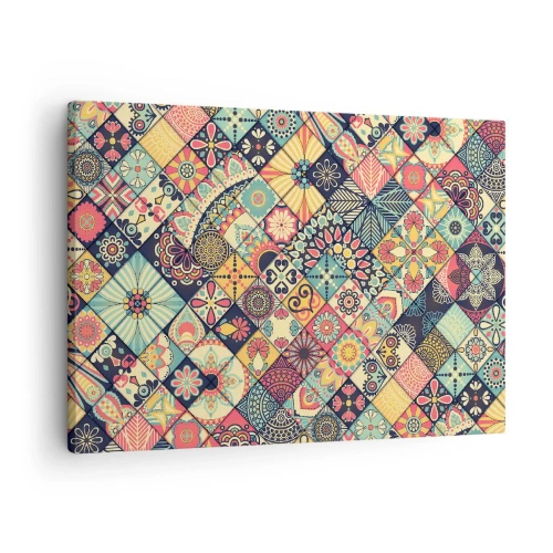 Impression sur toile - Image sur toile - Motifs géométriques colorés inspirés du style marocain - 70x50cm - Ambiance marocaine - Décoration murale moderne pour le salon et la chambre ARTTOR