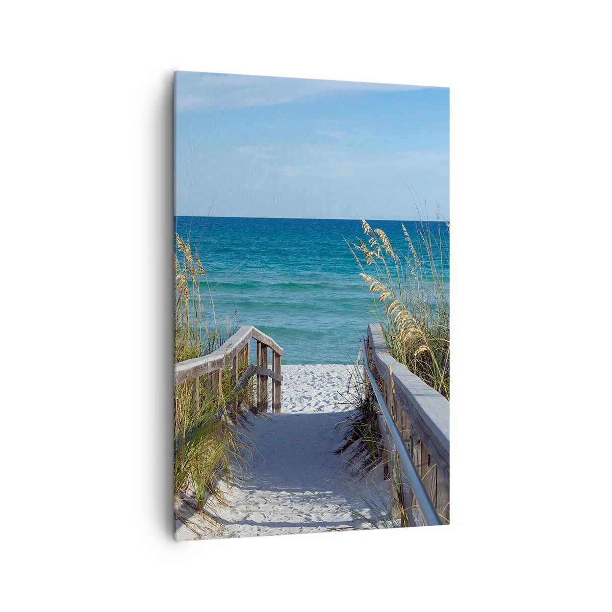 Impression sur toile - Image sur toile - Chemin vers la plage avec vue sur la mer - 80x120cm - Au soleil, sous le vent - Décoration murale moderne pour le salon et la chambre ARTTOR