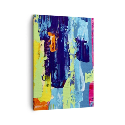 Impression sur toile - Image sur toile - Composition abstraite de couleurs sous une forme dynamique - 50x70cm - La vie est belle! - Décoration murale moderne pour le salon et la chambre ARTTOR