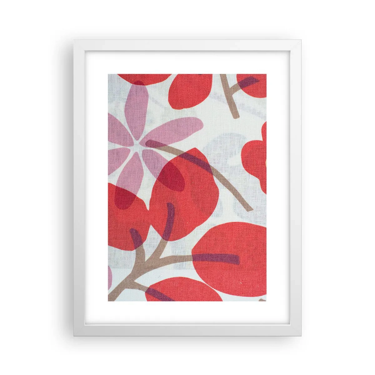 Affiche dans un cadre blanc - Poster - Composition florale dans les roses - 30x40 cm