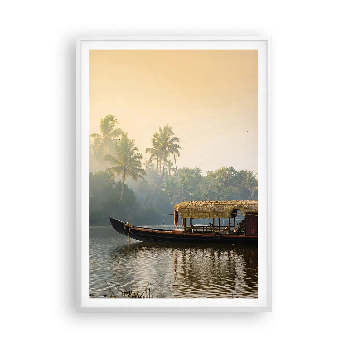 Affiche dans un cadre blanc - Poster - Maison sur la rivière - 70x100 cm