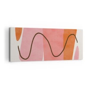 Impression sur toile - Image sur toile - Formes abstraites dans des tons roses et oranges - 120x50cm - mouvement doux des formes - Décoration murale moderne pour le salon et la chambre ARTTOR