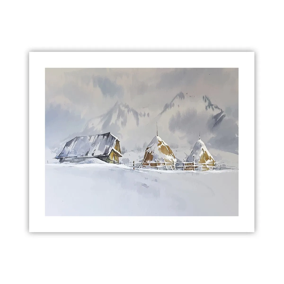 Affiche - Poster - Dans une vallée enneigée - 50x40 cm