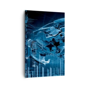 Impression sur toile - Image sur toile - Un dessin technique moderne d'une voiture avec des éléments structurels - 80x120cm - Anatomie de l'ingénierie - Décoration murale moderne pour le salon et la chambre ARTTOR