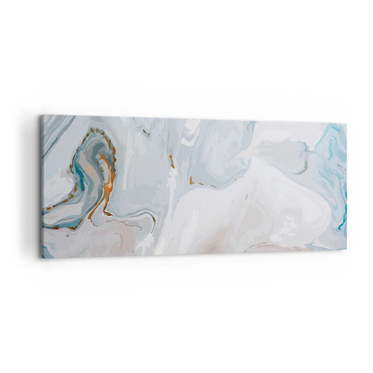 Impression sur toile - Image sur toile - Vagues abstraites dans des tons de bleu et de blanc - 120x50cm - Blanc surélevé - Décoration murale moderne pour le salon et la chambre ARTTOR