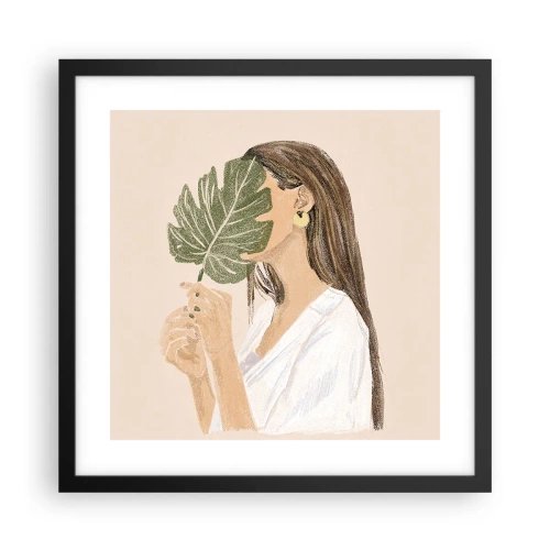 Affiche dans un cadre noir - Poster - Portrait mystérieux avec un éventail - 40x40 cm