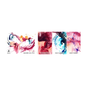 Échantillon de Papier Peint Autocollant Deluxe Sticker - Le monde prospère dans la proximité - Abstraction, Visage de femme, Yeux féminins - 100x30 cm