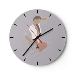 Horloge murale - Pendule murale - Une silhouette minimaliste d'une femme sur fond gris - 30x30cm - Contour gracieux - Décoration murale moderne pour le salon, la cuisine et la chambre ARTTOR