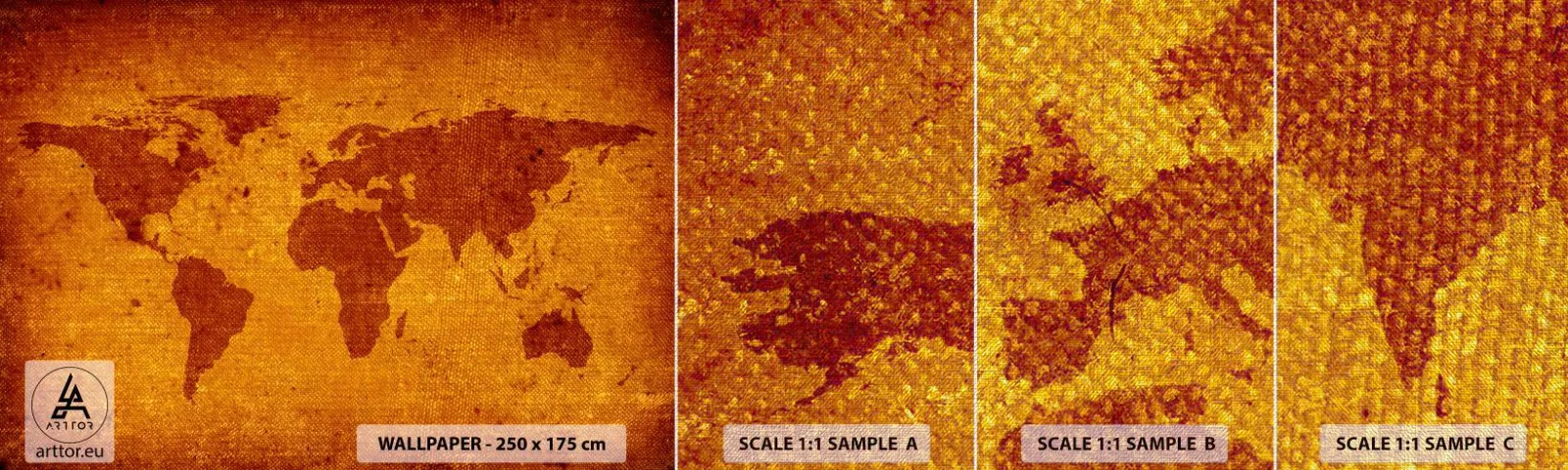 Échantillon de Papier Peint Premium Canvas - Invitation au voyage - Cartes du monde, Continents, Voyages - 100x30 cm