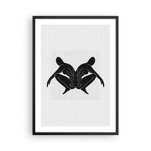 Affiche dans un cadre noir - Poster - Silhouettes noires de personnages dans une composition symétrique - 50x70cm - Une âme commune - Décoration murale moderne pour le salon et la chambre ARTTOR