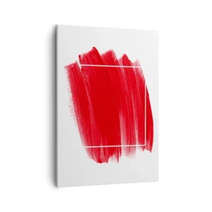 Impression sur toile - Image sur toile - Coup de pinceau rouge avec bordure blanche - 50x70cm - En dehors du cadre - Décoration murale moderne pour le salon et la chambre ARTTOR