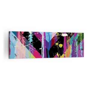 Impression sur toile - Image sur toile - Motif abstrait avec des formes géométriques colorées - 160x50cm - De haut en bas - Décoration murale moderne pour le salon et la chambre ARTTOR