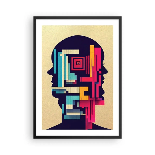 Affiche dans un cadre noir - Poster - Silhouette abstraite aux formes géométriques - 50x70cm - De nouvelles obligations - Décoration murale moderne pour le salon et la chambre ARTTOR