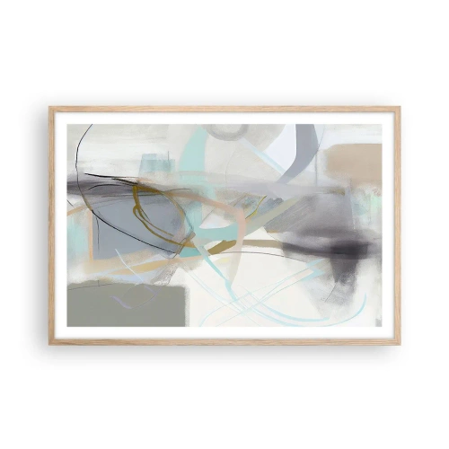 Affiche dans un chêne clair - Poster - Abstraction brumeuse - 91x61 cm