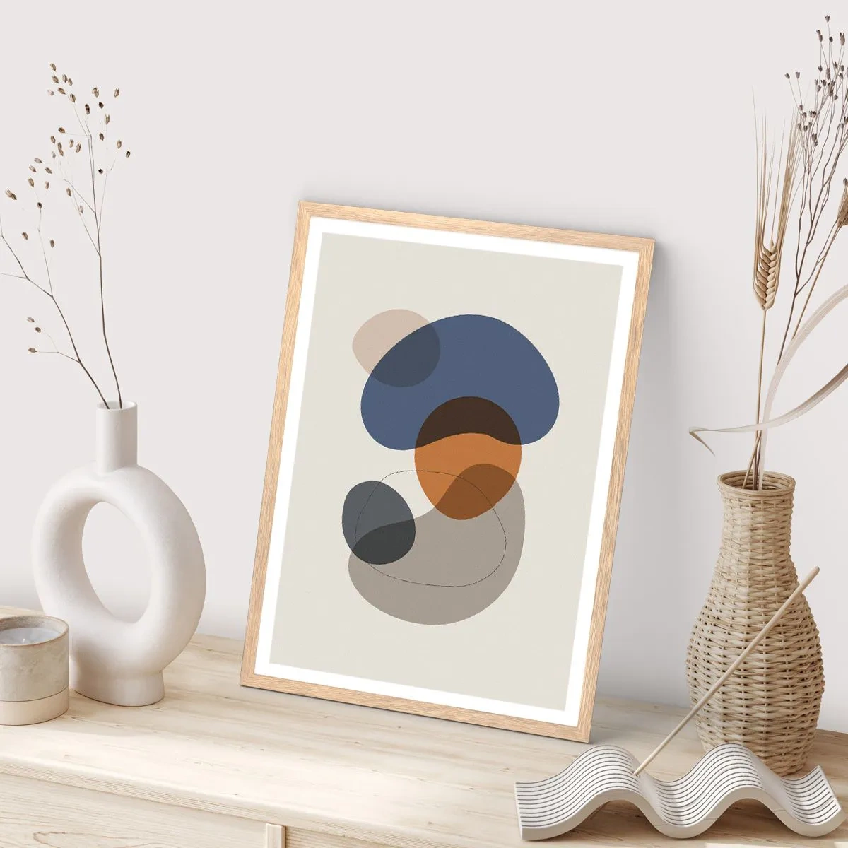 Affiche dans un chêne clair - Poster - Gouttes de couleur - 50x70 cm