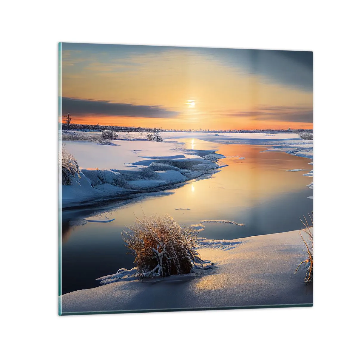 Impression sur verre - Image sur verre - Coucher de soleil d'hiver - 70x70 cm