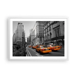 Affiche dans un cadre blanc - Poster - Soleil des grandes villes - 70x50 cm