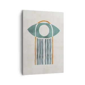 Impression sur toile - Image sur toile - Motif géométrique dans les tons de vert et d'orange - 50x70cm - Signes et rituels - Décoration murale moderne pour le salon et la chambre ARTTOR