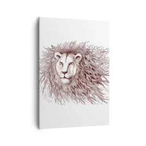 Impression sur toile - Image sur toile - Aquarelle artistique d'un lion avec une crinière détaillée - 50x70cm - Un souverain fougueux - Décoration murale moderne pour le salon et la chambre ARTTOR