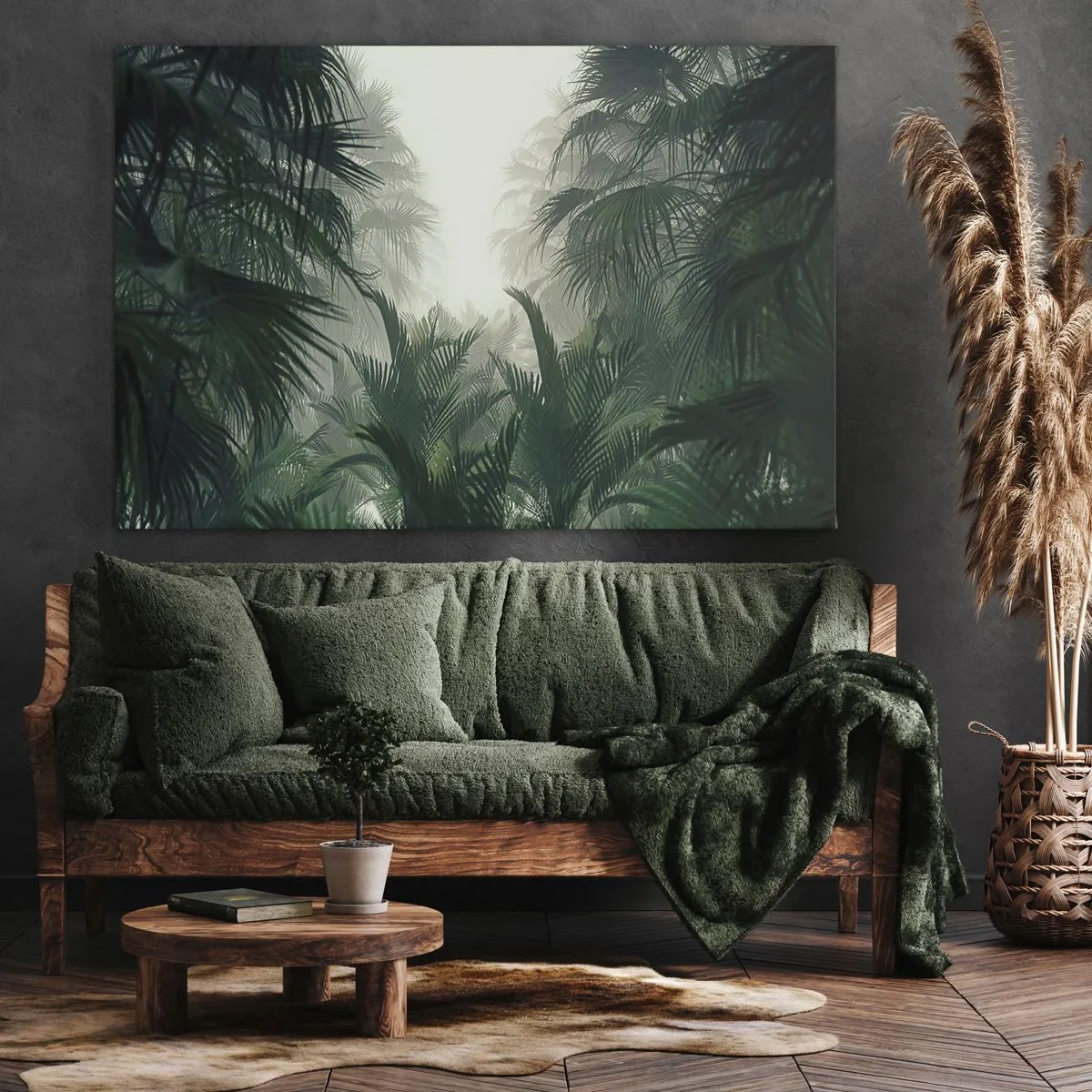 Impression sur toile - Image sur toile - Végétation tropicale dans un épais brouillard de forêt tropicale - 100x70cm - Secret tropical - Décoration murale moderne pour le salon et la chambre ARTTOR