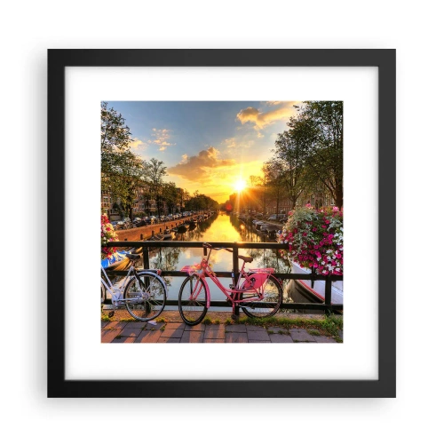Affiche dans un cadre noir - Poster - Matin de printemps à Amsterdam - 30x30 cm