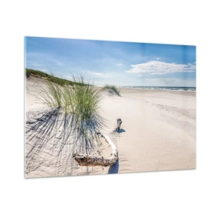 Impression sur verre - Image sur verre - Une plage ensoleillée avec des dunes et des herbiers marins - 100x70cm - La plus belle? La Baltique - Décoration murale moderne pour le salon et la chambre ARTTOR