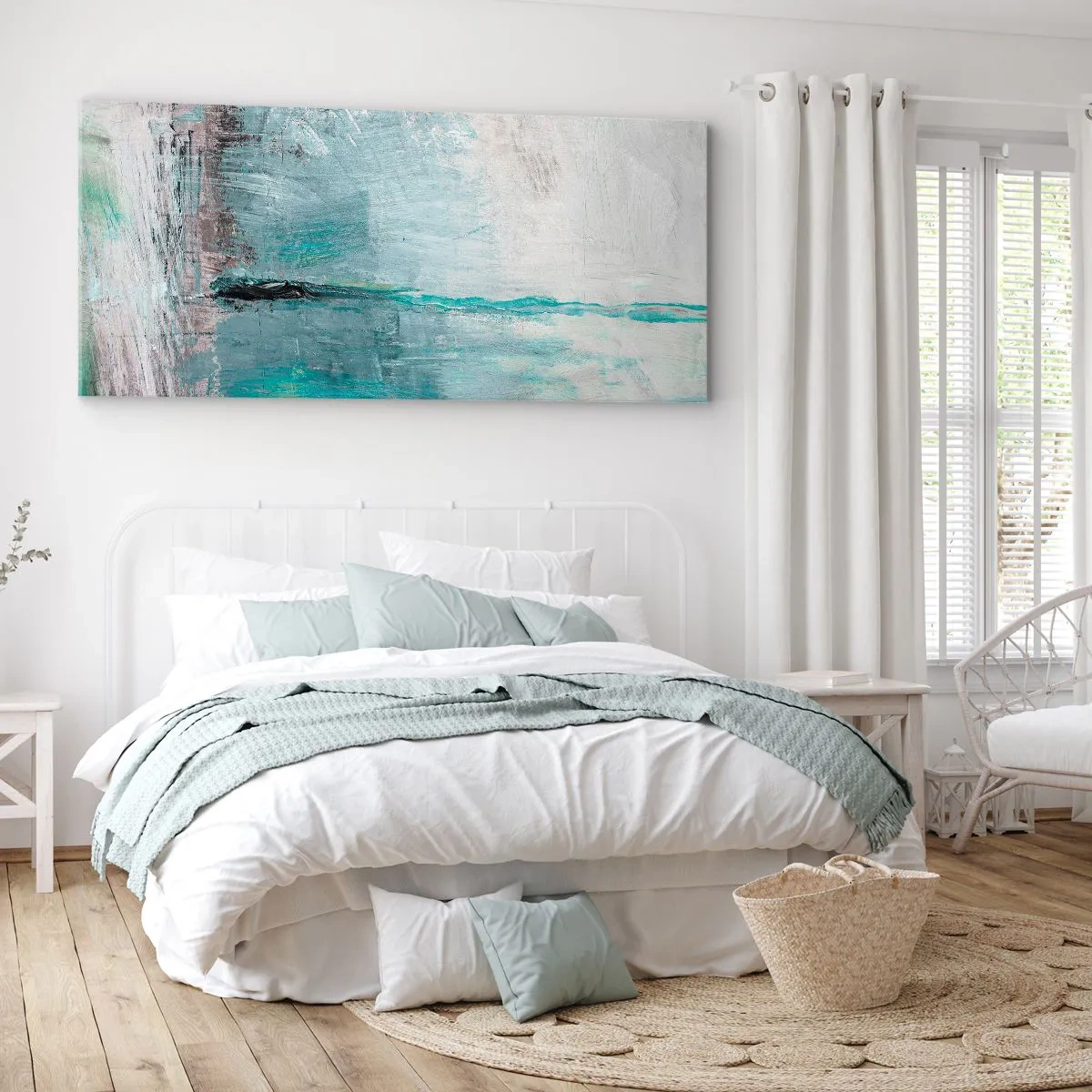 Impression sur toile - Image sur toile - Horizontalement en bleu - 90x30 cm