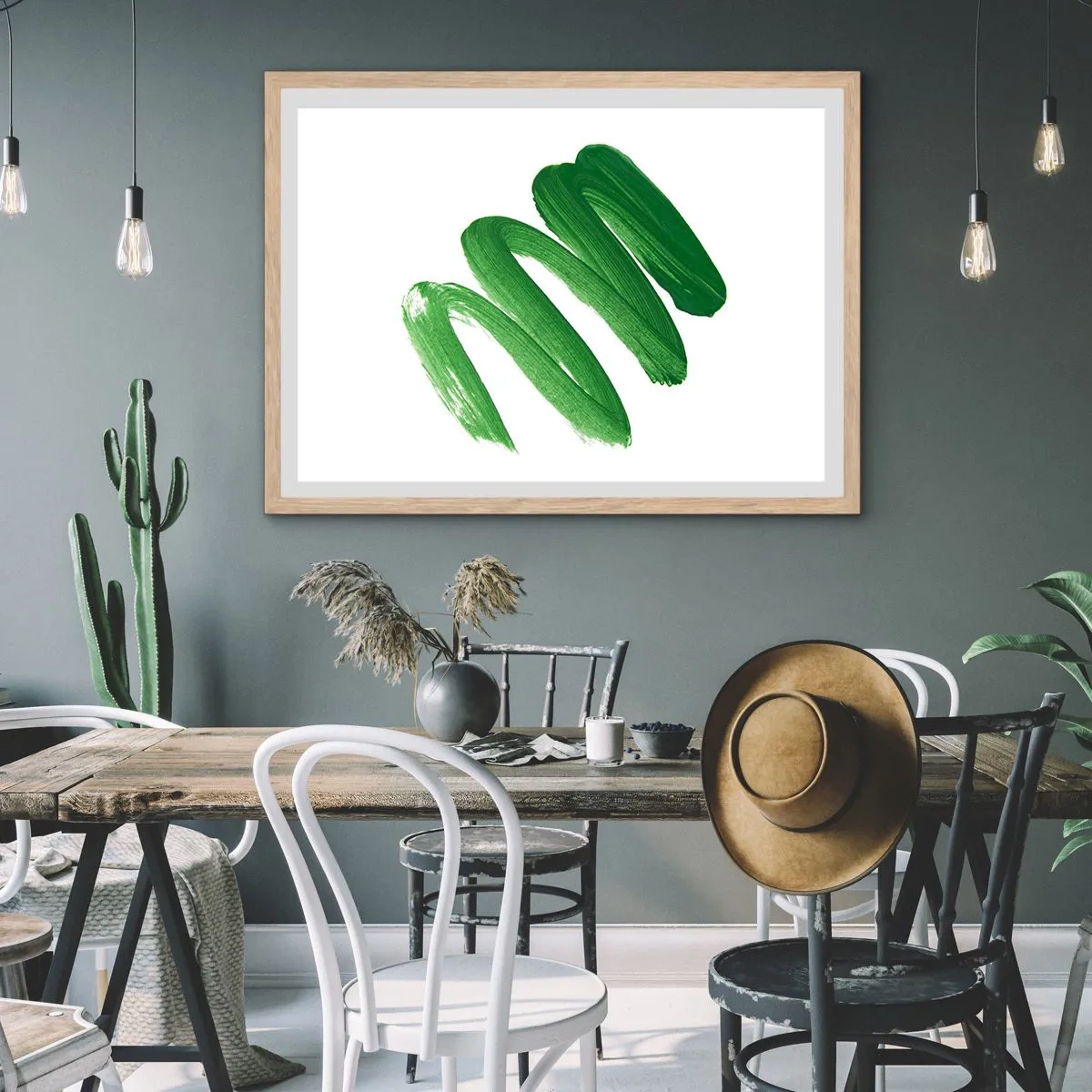 Affiche dans un chêne clair - Poster - Blague verte - 100x70 cm