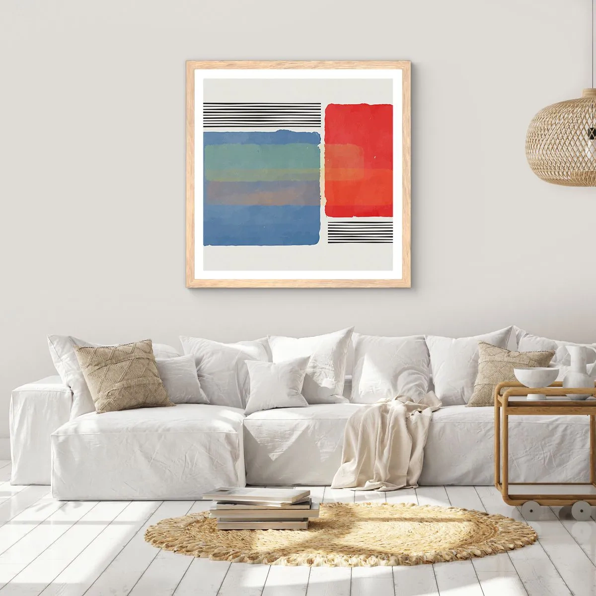 Affiche dans un chêne clair - Poster - Esprit et lettre de la géométrie - 50x50 cm