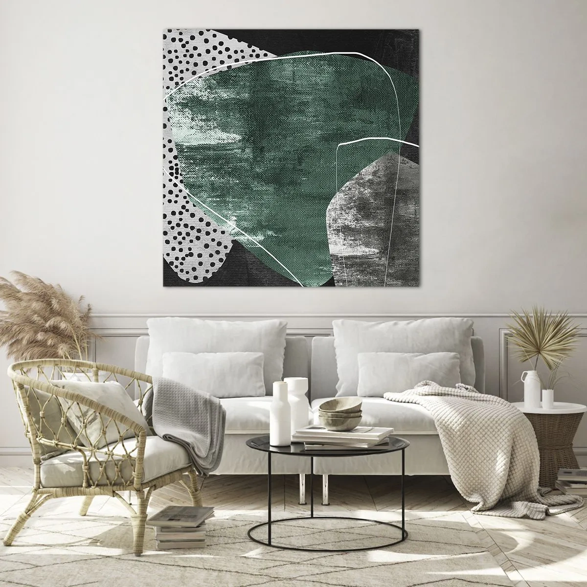 Impression sur verre - Image sur verre - Abstraction colorée avec feuille d'or - 50x50 cm