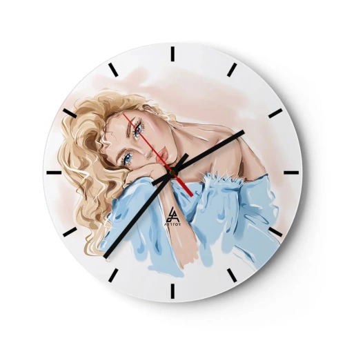 Horloge murale - Pendule murale - Rêveuse en bleu - 40x40 cm