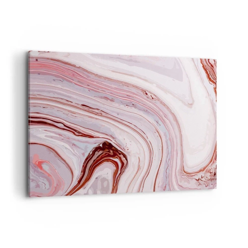 Impression sur toile - Image sur toile - Motif abstrait en rose et blanc - 120x80cm - Tout droit, puis tout en bas - Décoration murale moderne pour le salon et la chambre ARTTOR