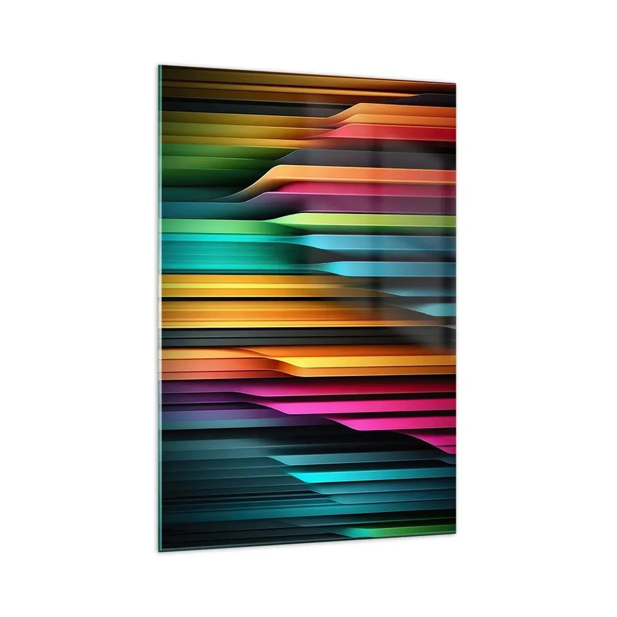 Impression sur verre - Image sur verre - Les lignes verticales colorées créent une abstraction dynamique. - 70x100cm - Un organe de lumière - Décoration murale moderne pour le salon et la chambre ARTTOR